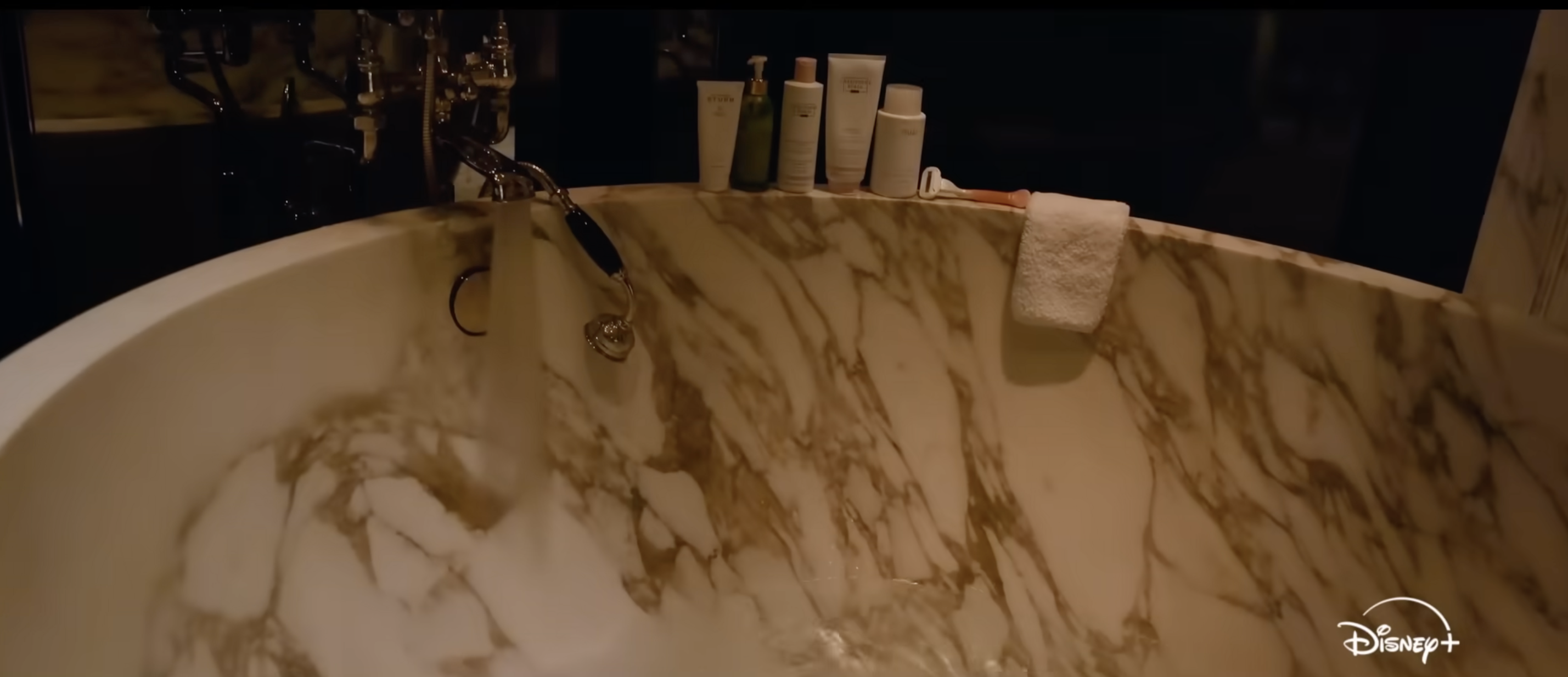 A screenshot of Taylor Swift's skincare essentials from the "End of an Era" trailer, posted on October 13, 2025. | Source: YouTube/Disney+