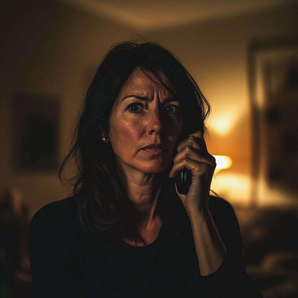 A woman talking on a phone | Source: Midjourney