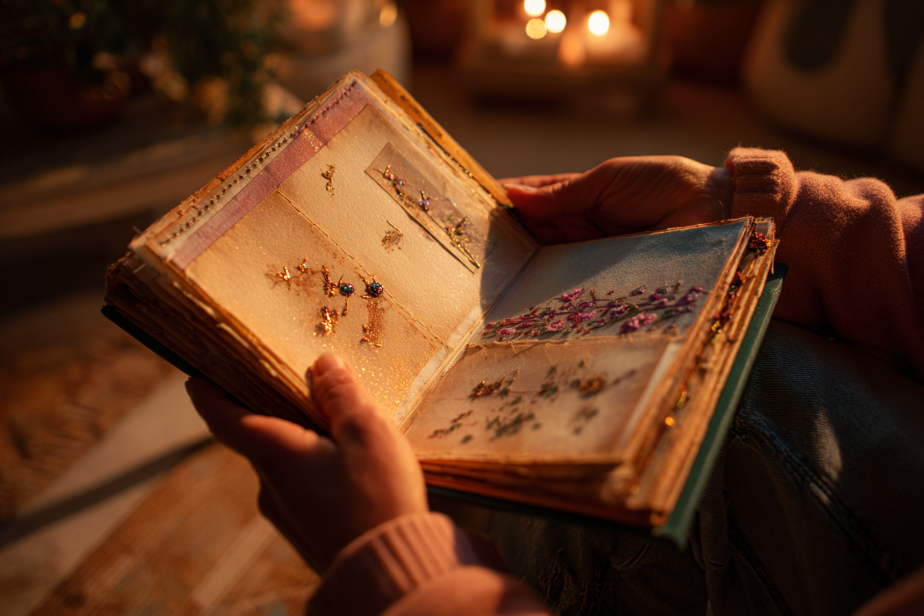 A person holding a scrapbook | Source: Midjourney