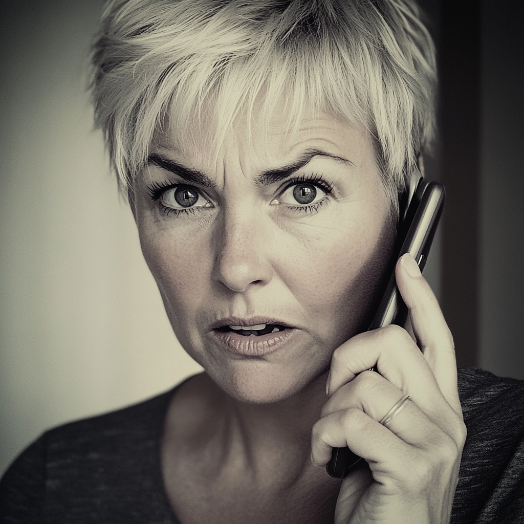 An angry woman talking on the phone | Source: Midjourney