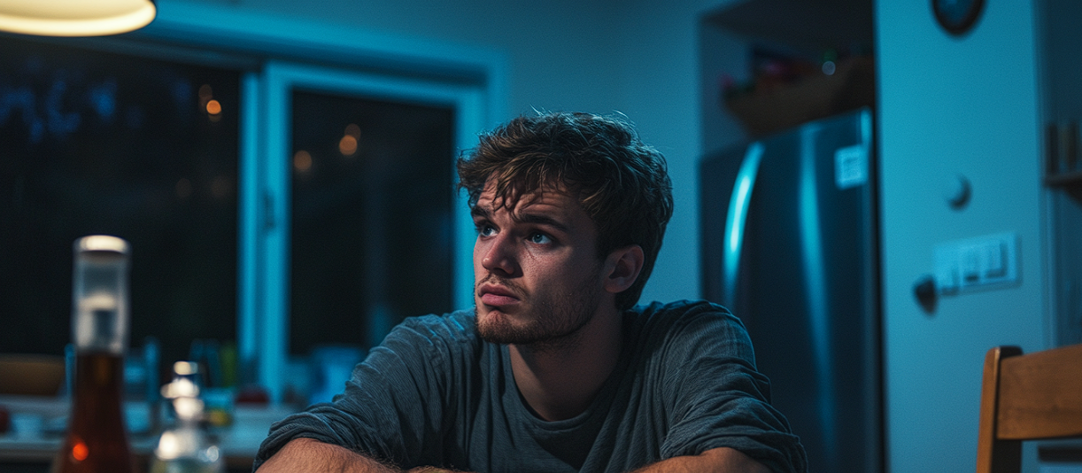 A serious man looking at someone during dinner | Source: Midjourney