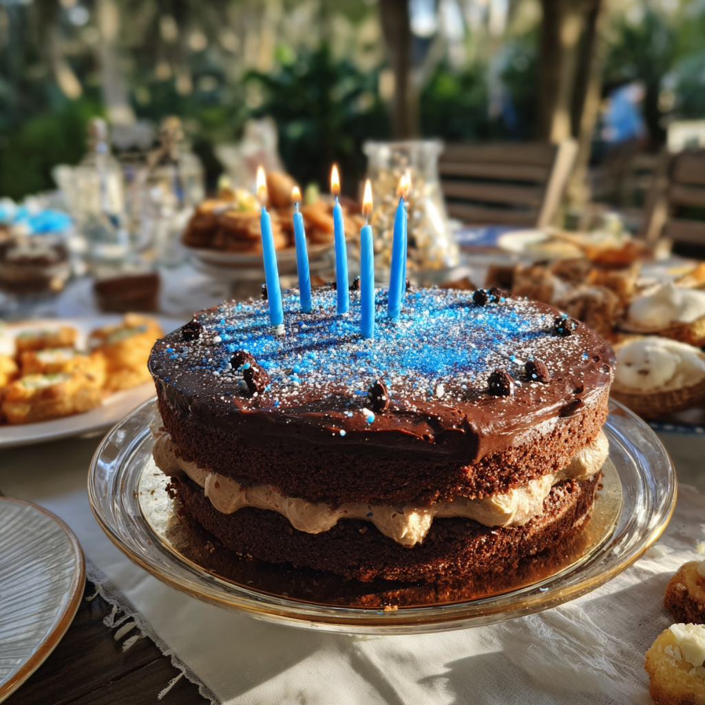 A chocolate cake on a table | Source: Midjourney