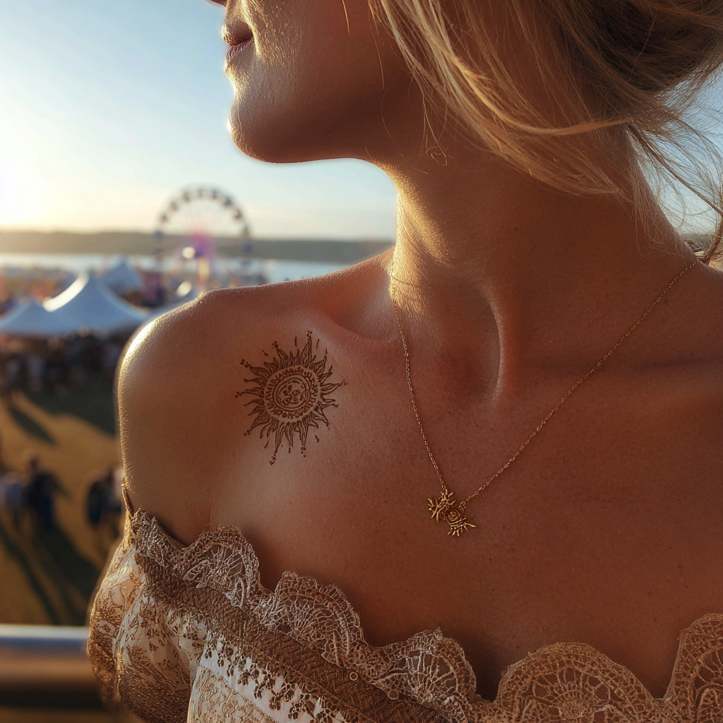 A henna tattoo on a person's collarbone | Source: Midjourney