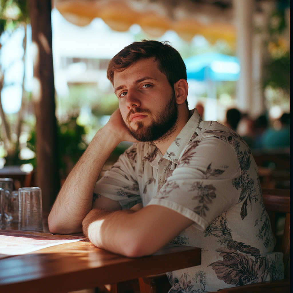 A tired man in a cafe | Source: Midjourney