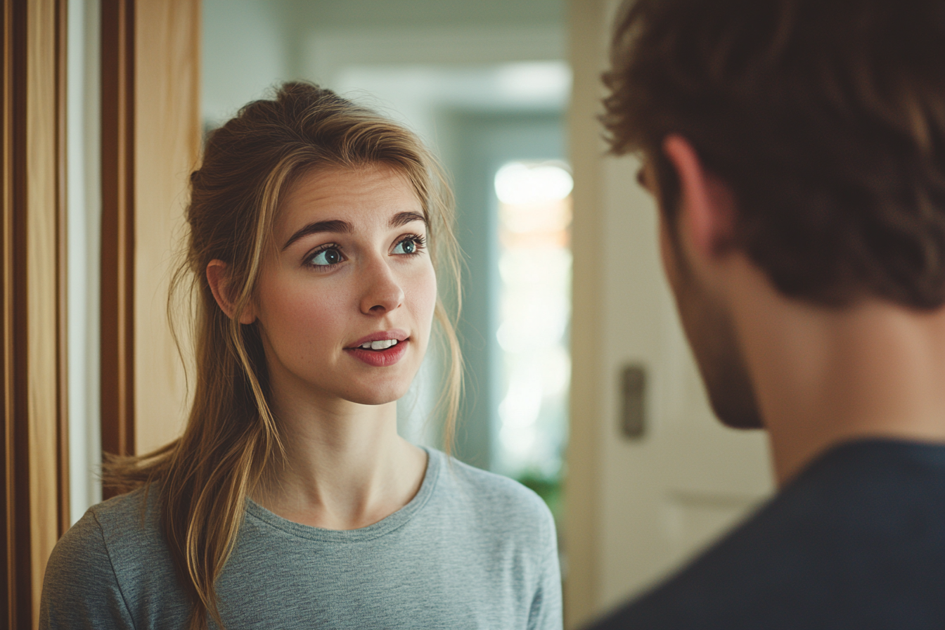 A woman speaking to her husband | Source: Midjourney