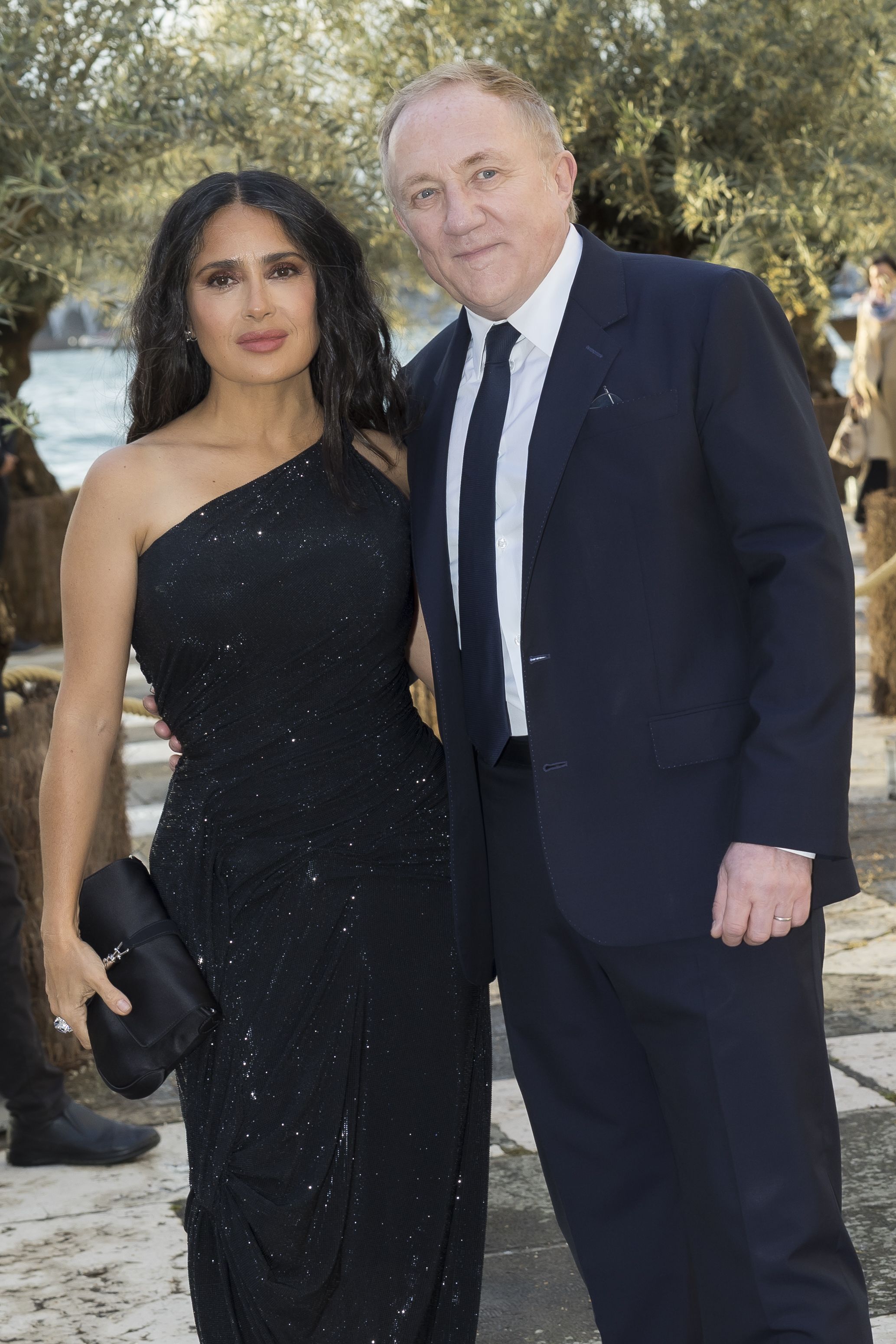 Salma Hayek and François-Henri Pinault attended the "Fondazione Cini, Isola Di San Giorgio" dinner hosted by François et Maryvonne Pinault at Fondazione Cini, Isola di San Giorgio during the 61st International Art Exhibition of La Biennale di Venezia on May 6, 2026, in Venice, Italy. | Source: Getty Images