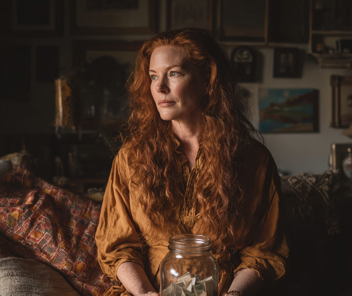 A woman holding a glass jar | Source: Midjourney