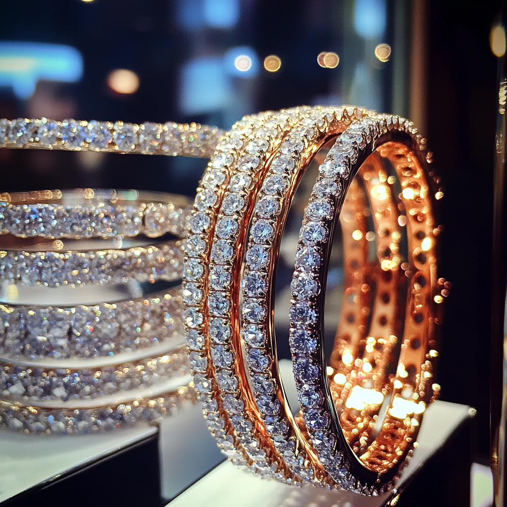 Bracelets on display in a store | Source: Midjourney