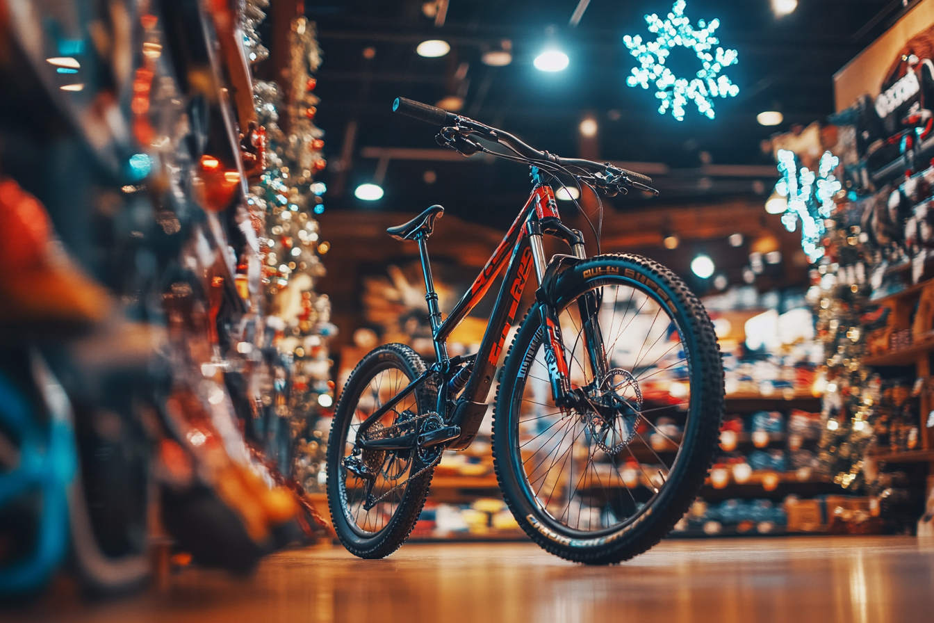 Mountain bike in a sporting goods store | Source: Midjourney