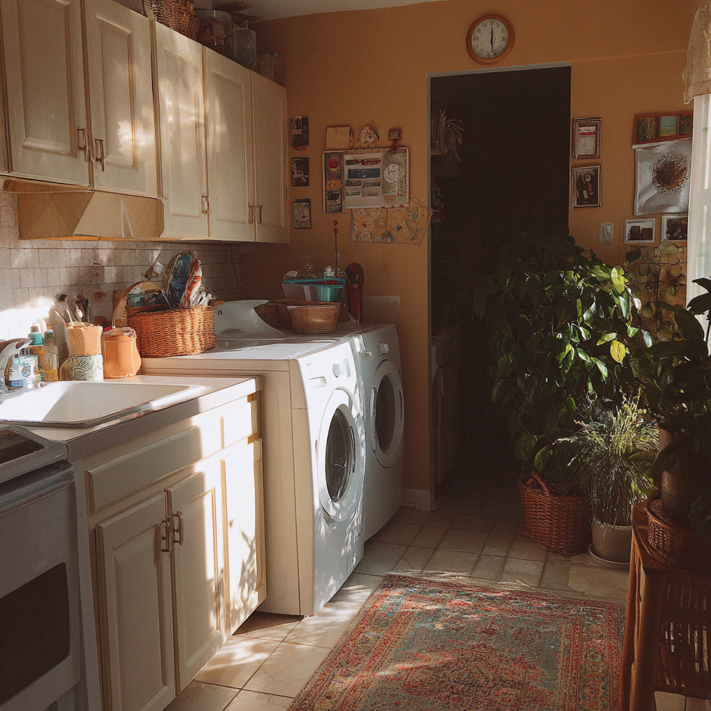 A laundry corner in an apartment | Source: Midjourney