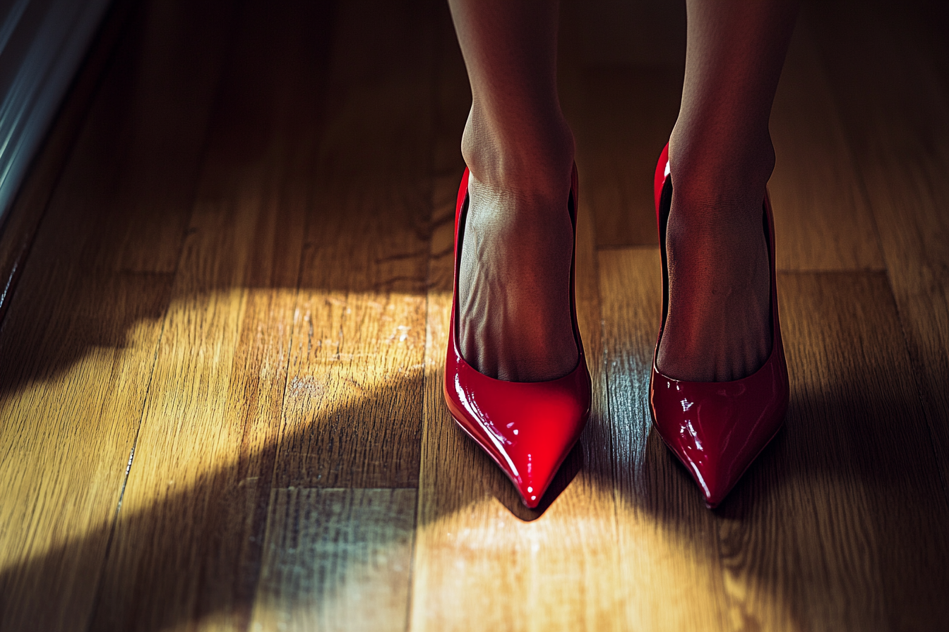 Woman wearing red stiletto heels | Source: Midjourney