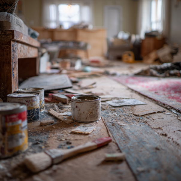 The floors of a living room under renovation | Source: Midjourney