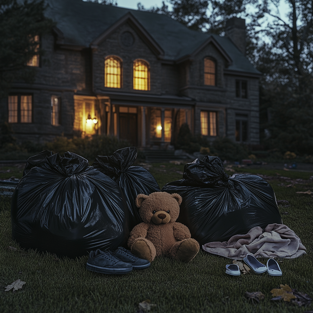 Personal belongings dumped outside a house | Source: Midjourney