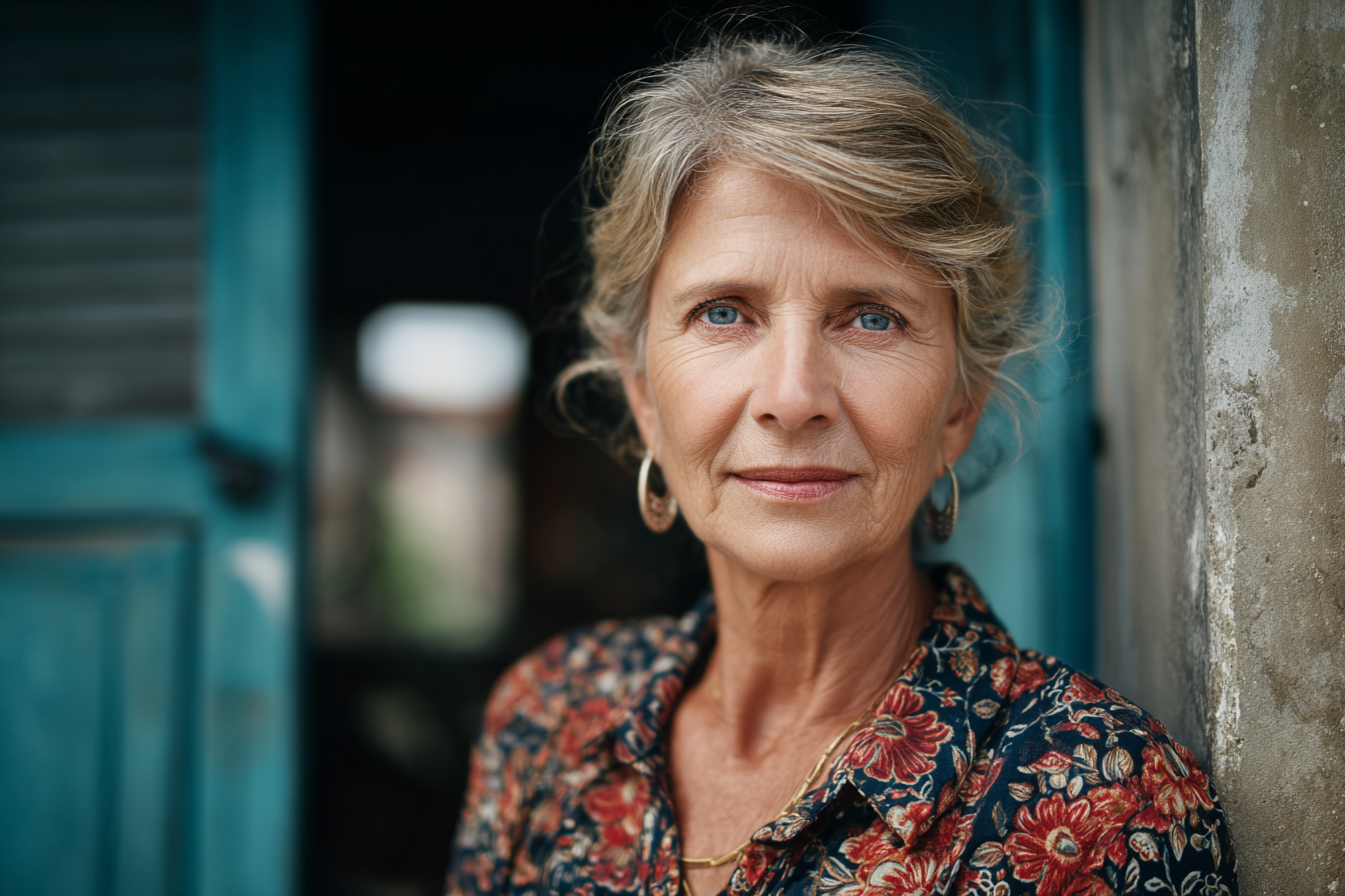 A woman looking straight ahead | Source: Midjourney