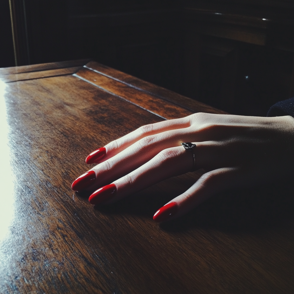 A woman's hand on a desk | Source: Midjourney