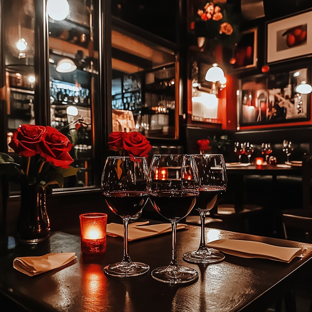 Wine glasses on a table | Source: Midjourney