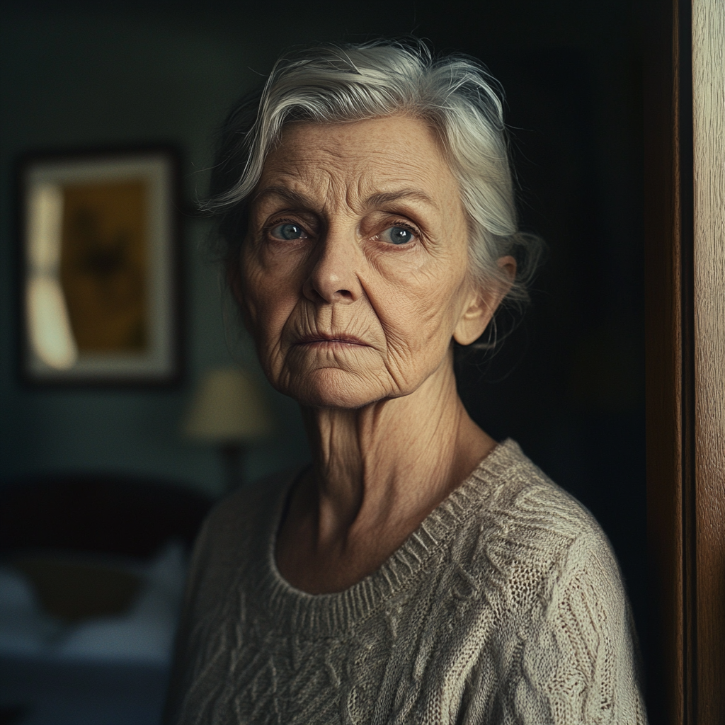 An older woman standing in a doorway | Source: Midjourney