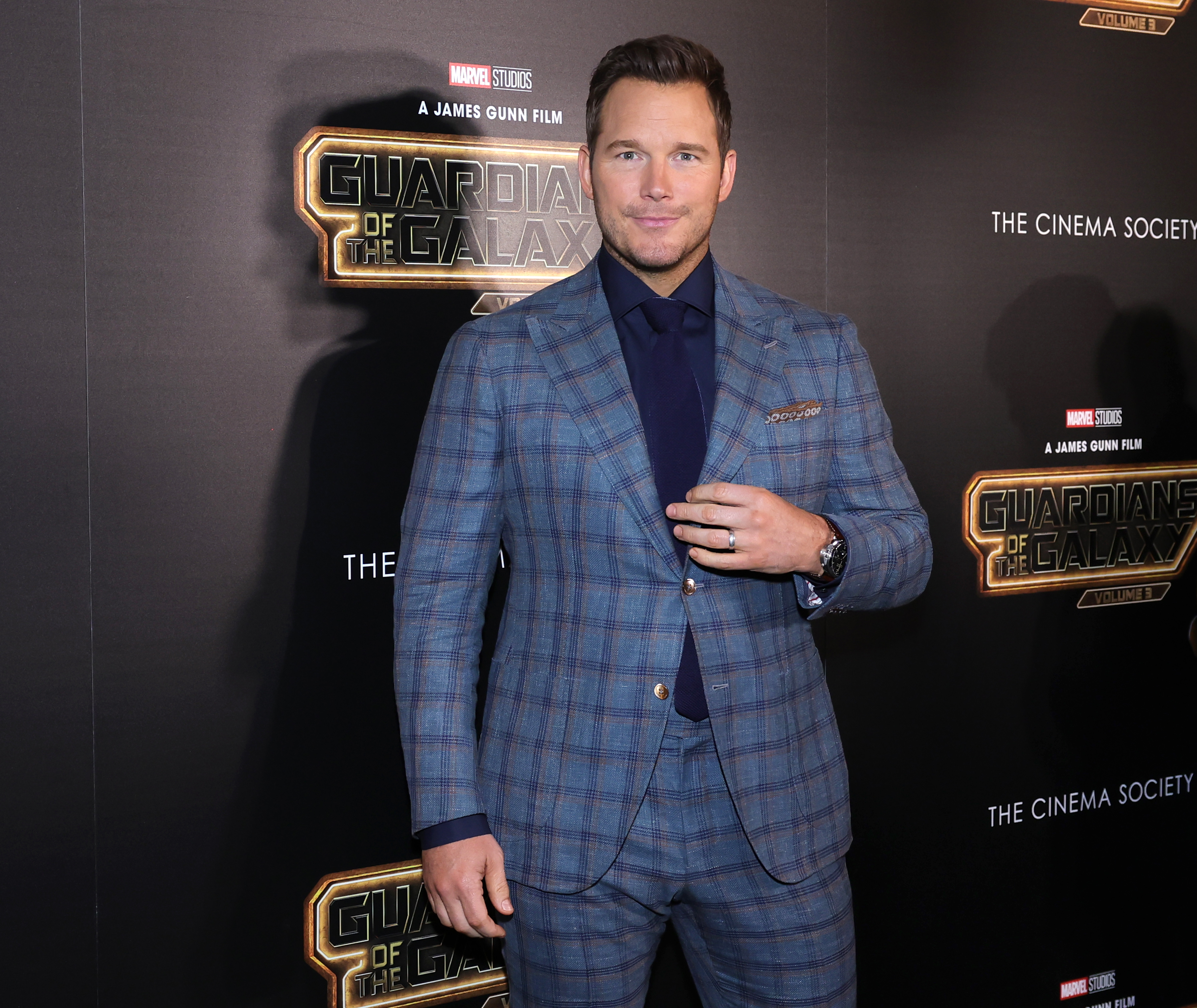 Chris Pratt attends the Marvel Studio's "Guardians Of The Galaxy Vol. 3" New York Screening at iPic Theater on May 03, 2023 in New York City. | Source: Getty Images
