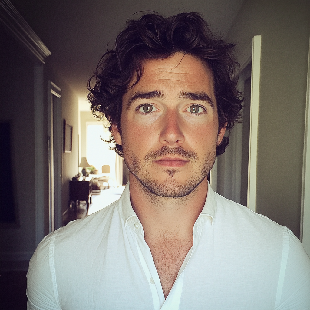A close up of a man standing in a hallway | Source: Midjourney