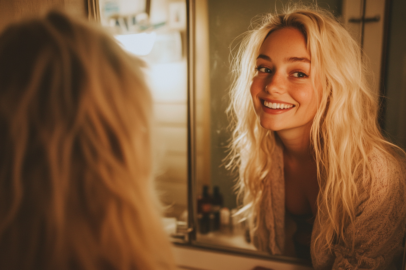 A woman in a bathroom | Source: Midjourney