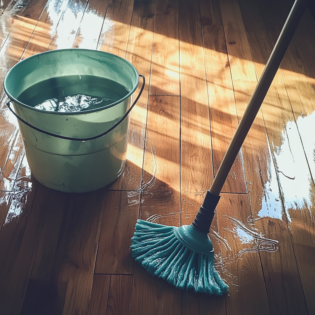 A bucket of water and a mop | Source: Midjourney