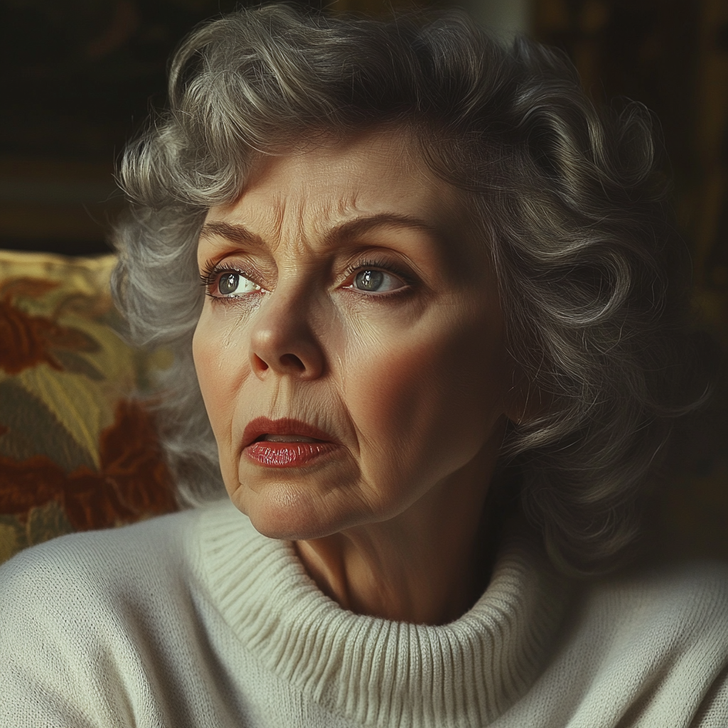 A worried older woman | Source: Midjourney