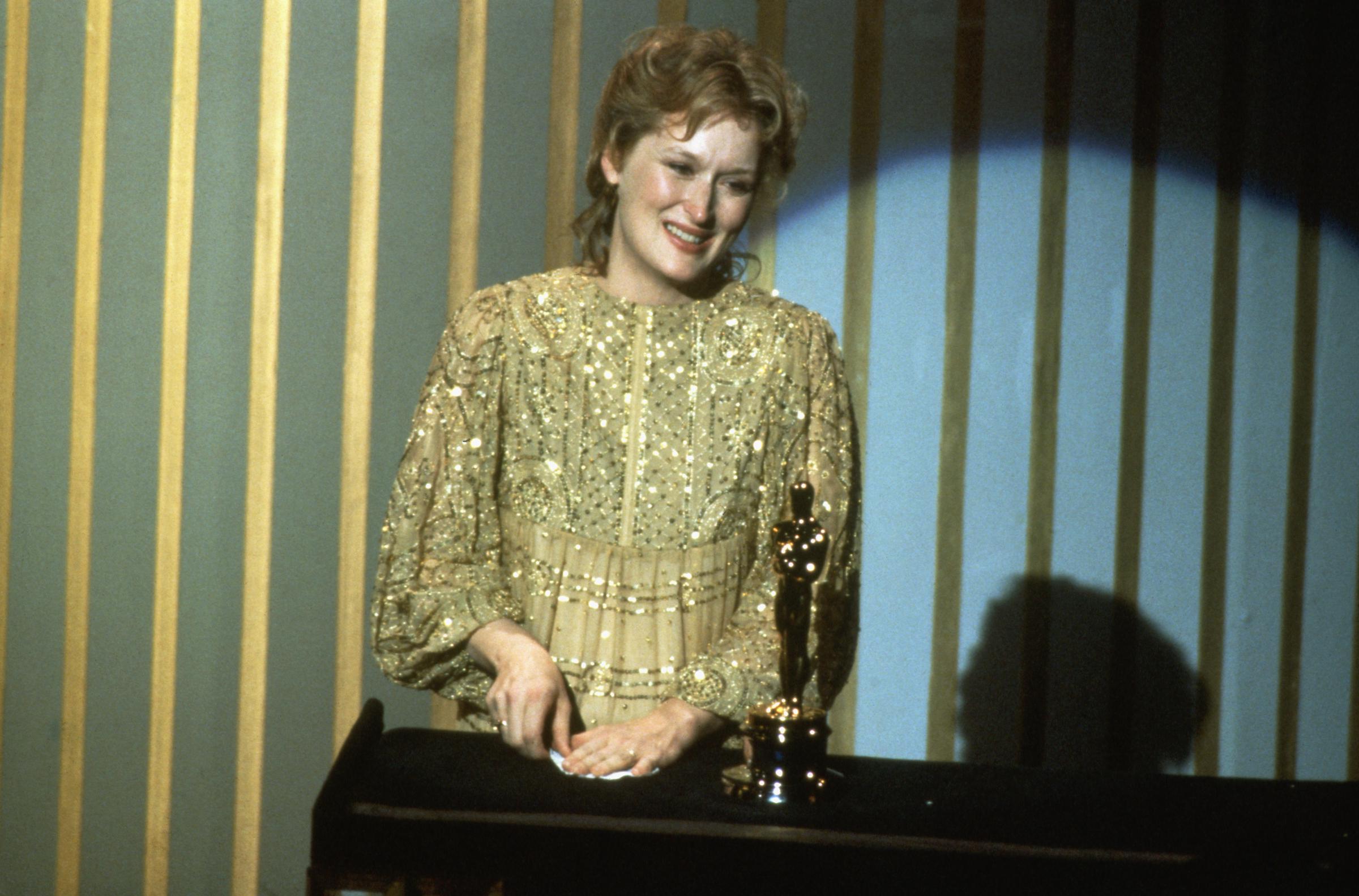 Meryl Streep at the Oscars, winning Best Performance by Actress for "Sophie's Choice" on April 11, 1983. | Source: Getty Images