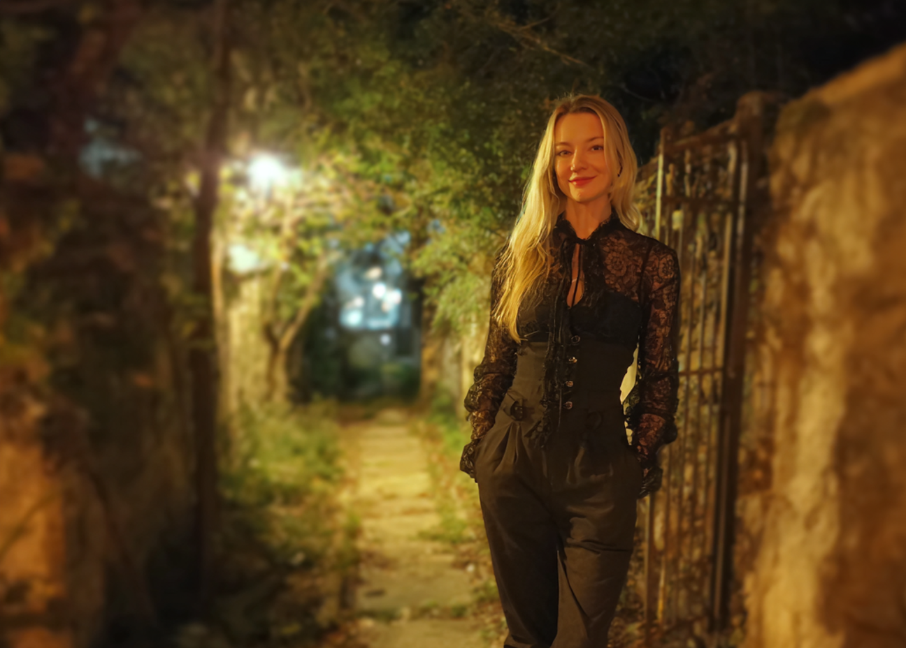 A woman standing outside with her hands in her pocket | Source: Midjourney
