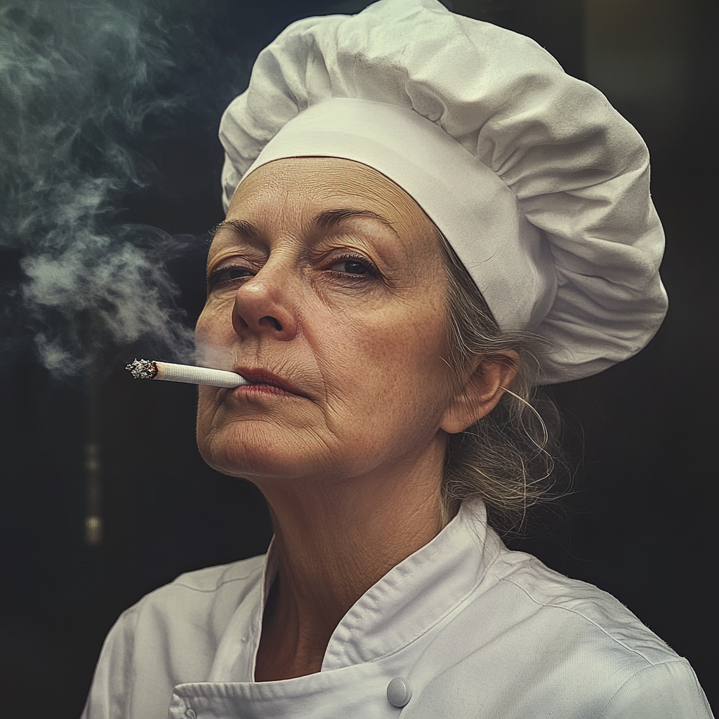 An older woman smoking a cigarette | Source: Midjourney