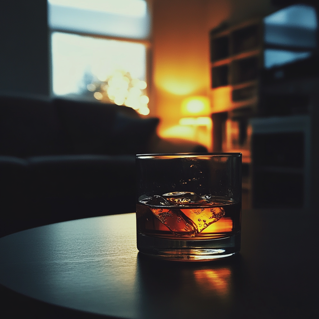 A glass of whiskey on a table | Source: Midjourney