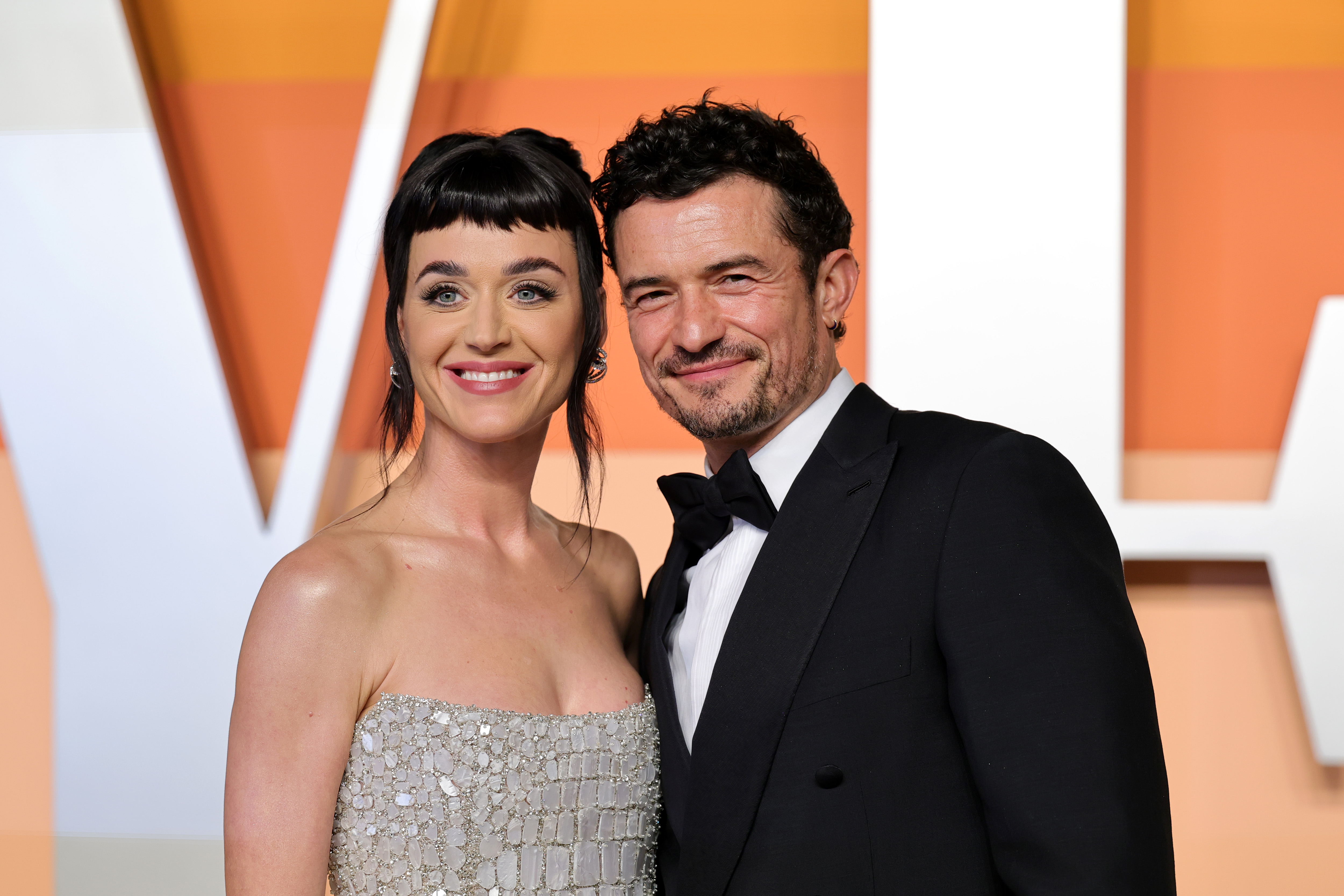 Katy Perry and Orlando Bloom attend the 2025 Vanity Fair Oscar Party Hosted By Radhika Jones at Wallis Annenberg Center for the Performing Arts on March 2 in Beverly Hills, California. | Source: Getty Images