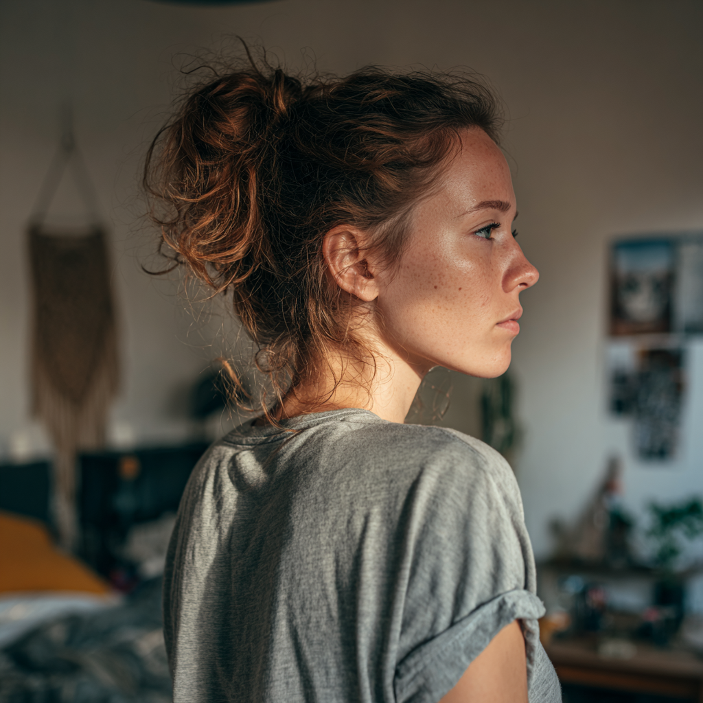 A woman standing in a bedroom | Source: Midjourney