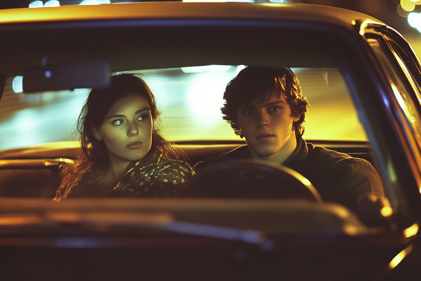 Couple inside their car | Source: Midjourney