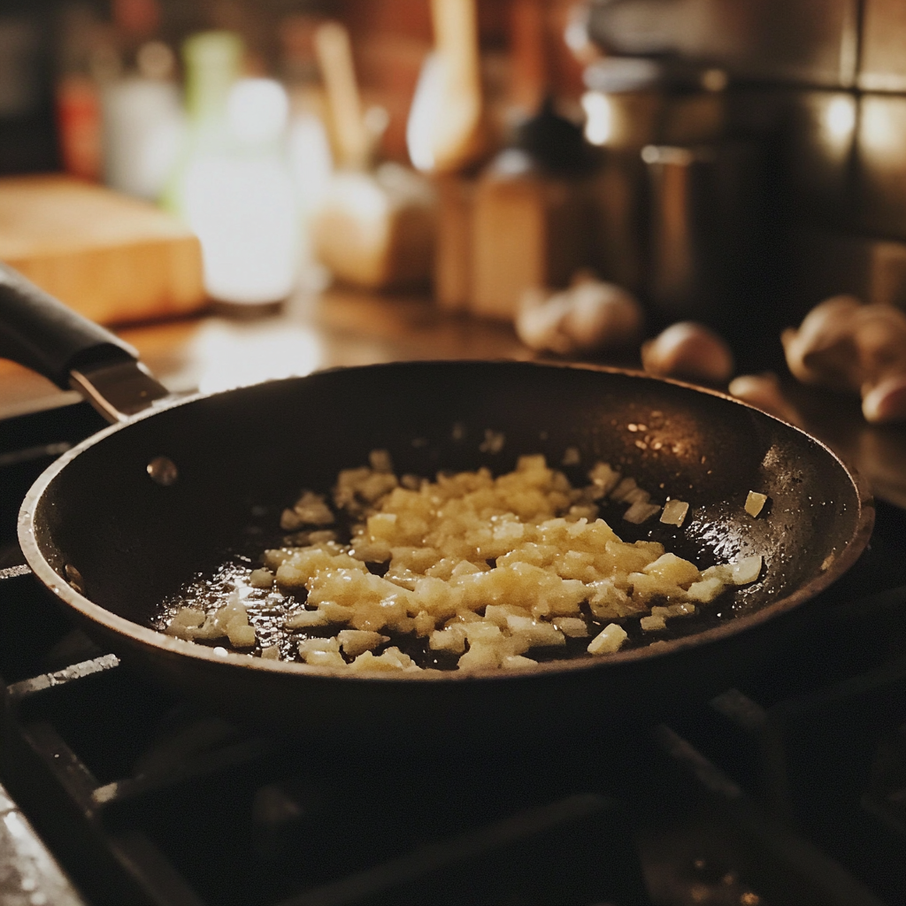 Garlic in a pan | Source: Midjourney