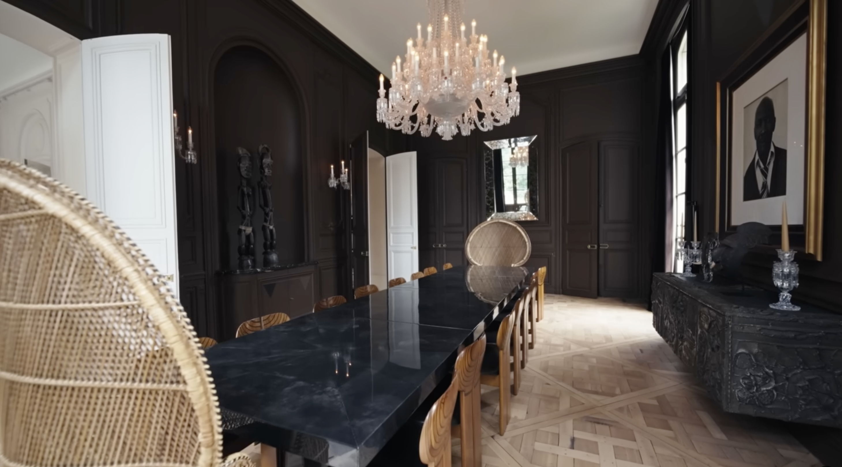 Lenny Kravitz's main dining area, posted on April 15, 2025. | Source: YouTube/Architectural Digest