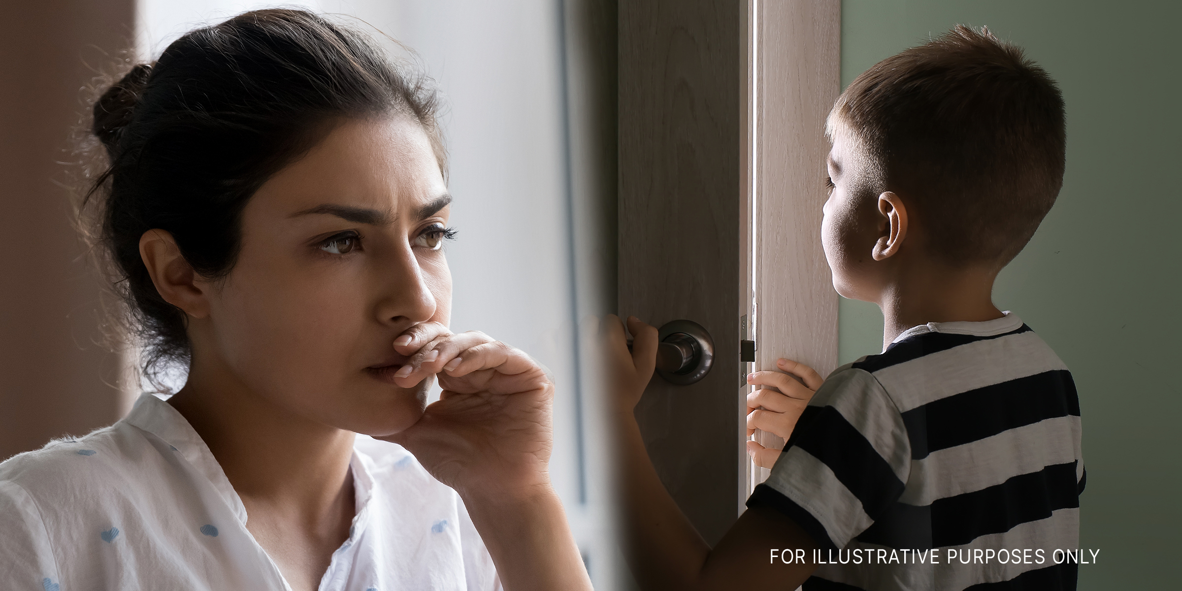 A distressed woman | A little boy | Source: Shutterstock