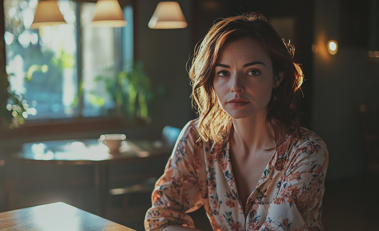 A woman seated in a café | Source: Midjourney