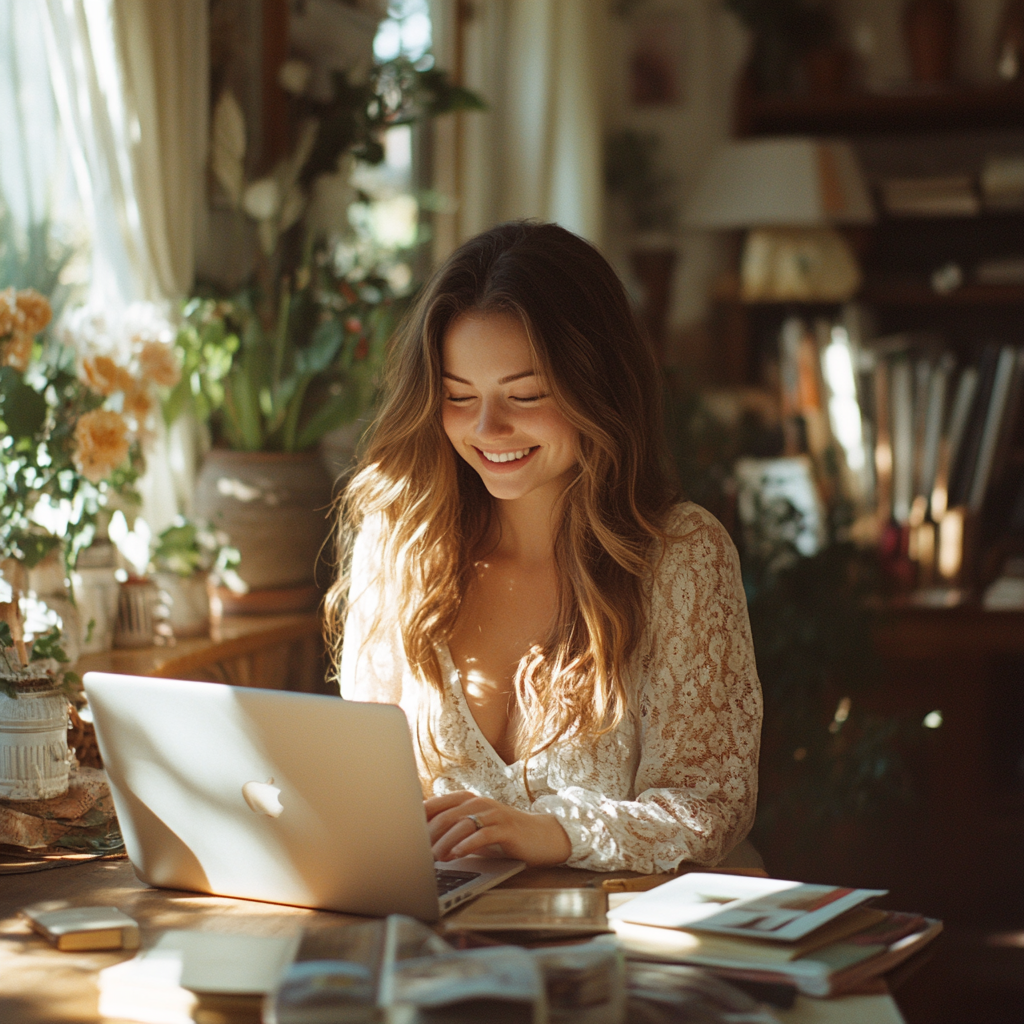 Une femme travaillant sur une liste d'invités | Source : Midjourney