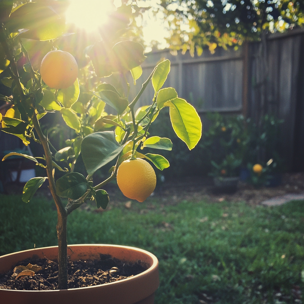 A lemon tree in a planter | Source: Midjourney