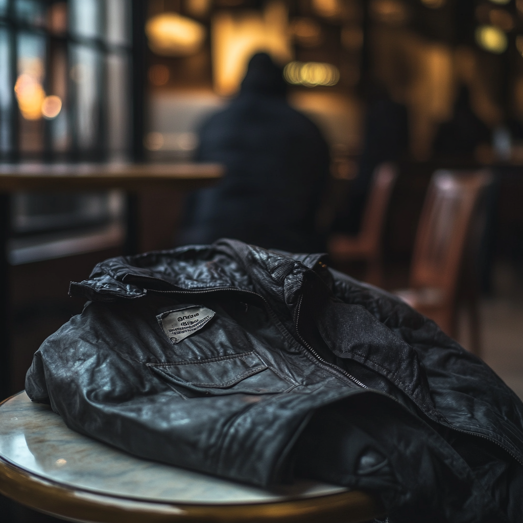 An old worn-out jacket lying on a table in a café | Source: Midjourney