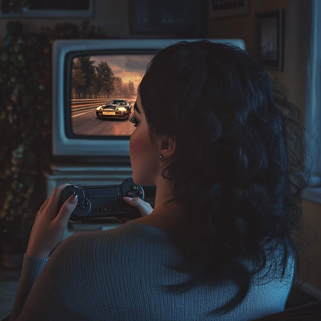 A woman playing a video game | Source: Midjourney