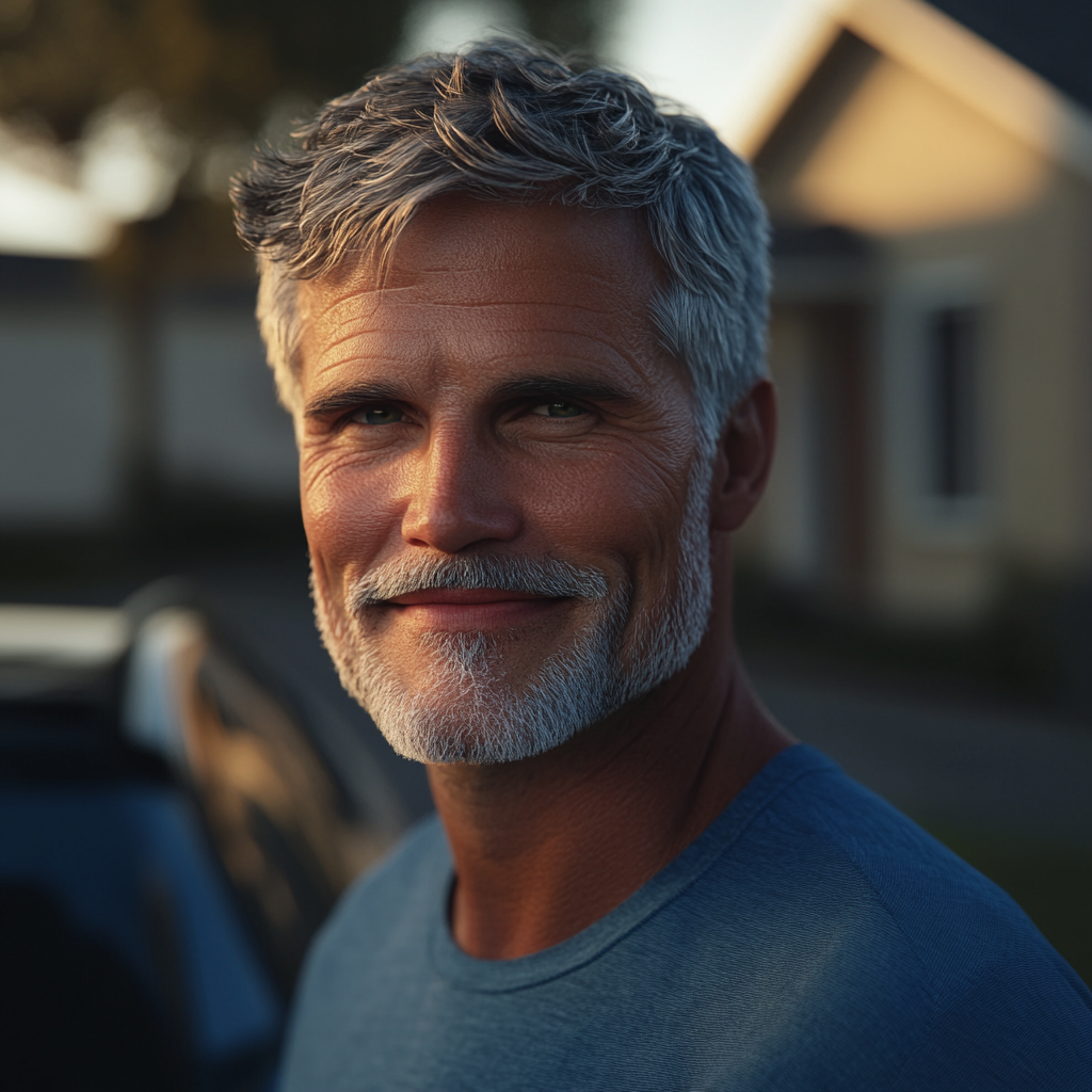 A man standing in his neighbor's driveway | Source: Midjourney