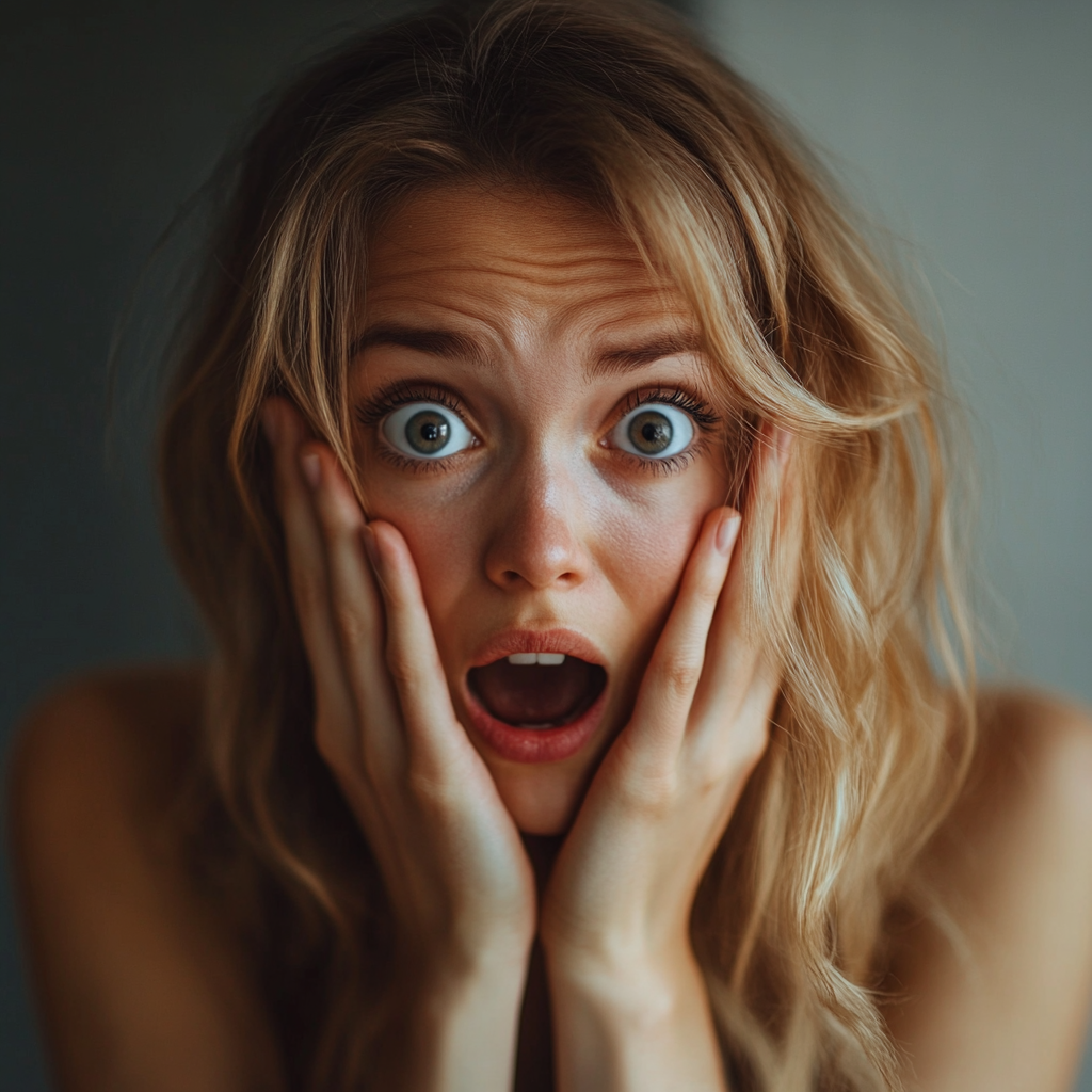 Shocked stressed out woman | Source: Midjourney