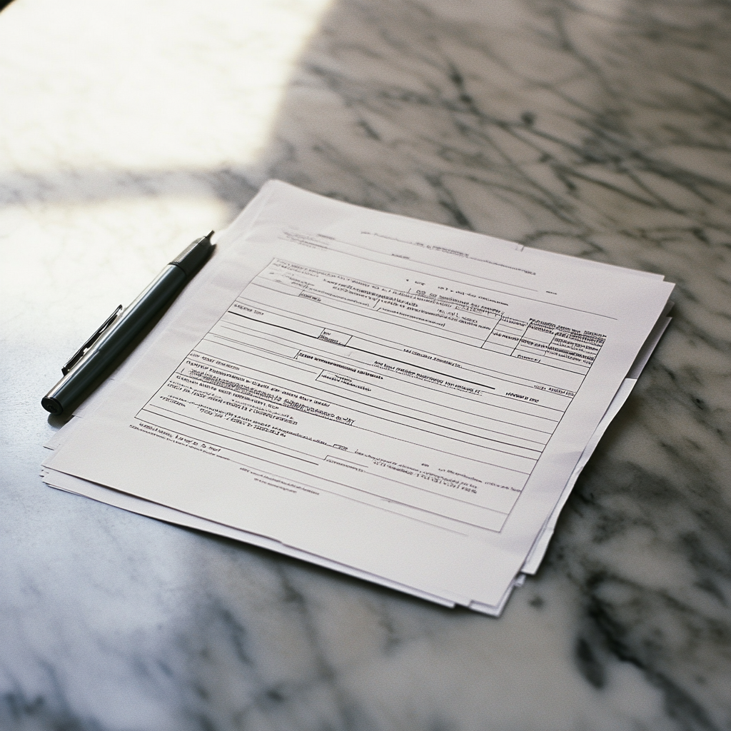 Adoption paperwork on a table | Source: Midjourney