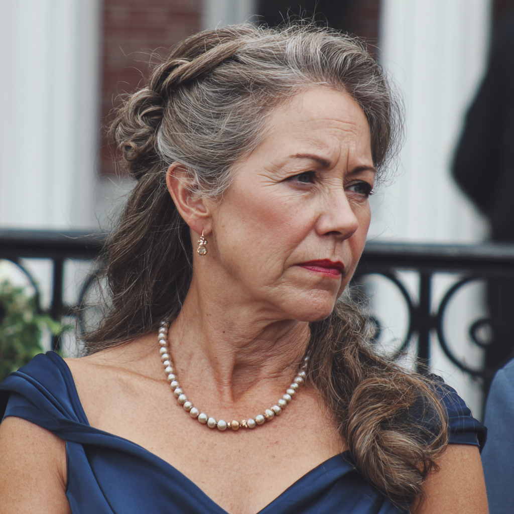 A frowning and upset older woman | Source: Midjourney
