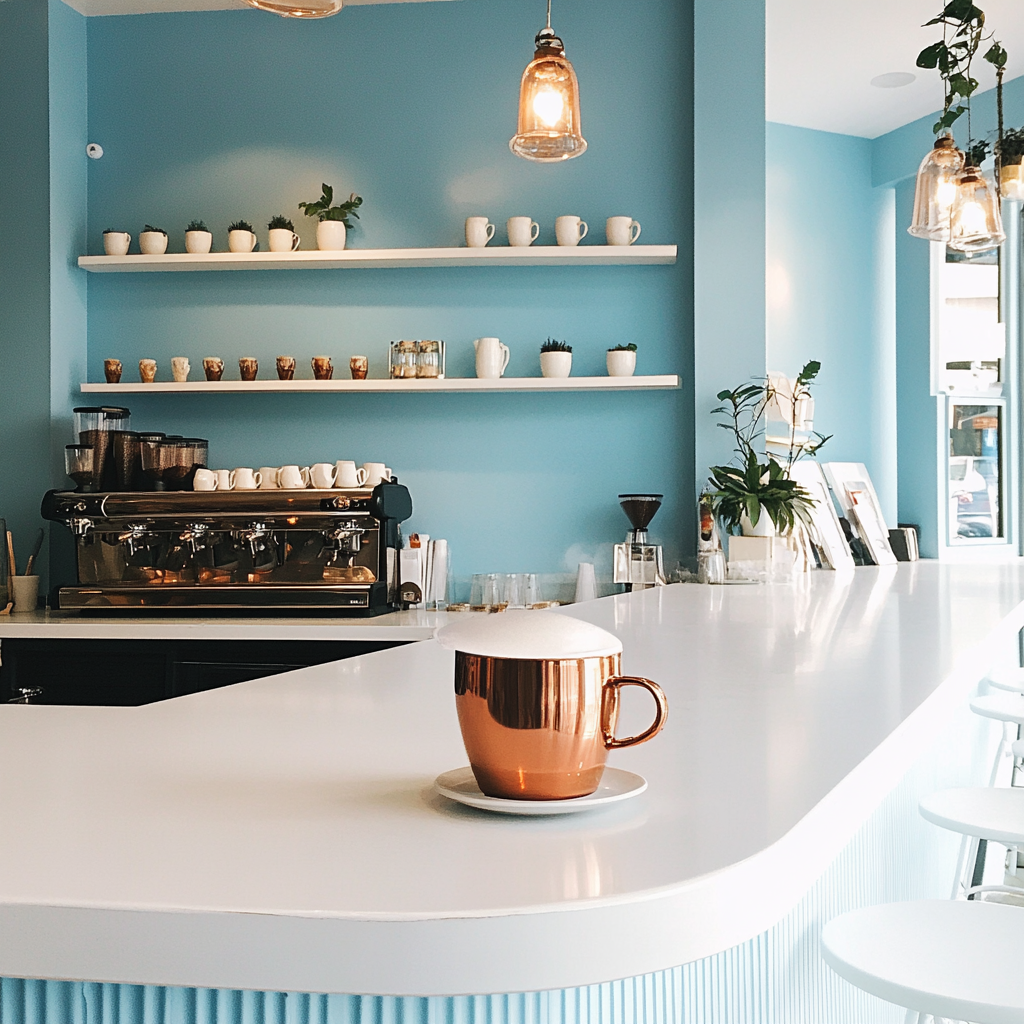 A coffee machine on a counter | Source: Midjourney