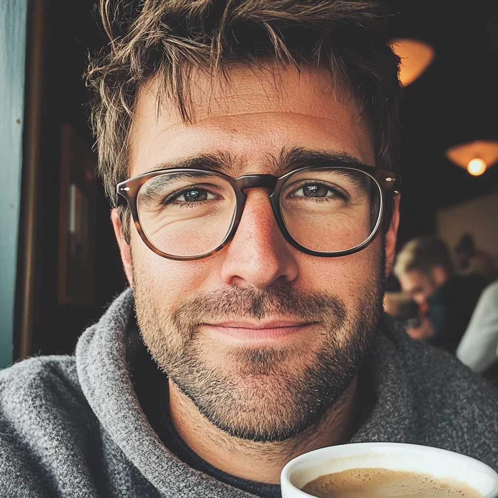 A man drinking a cup of coffee | Source: Midjourney