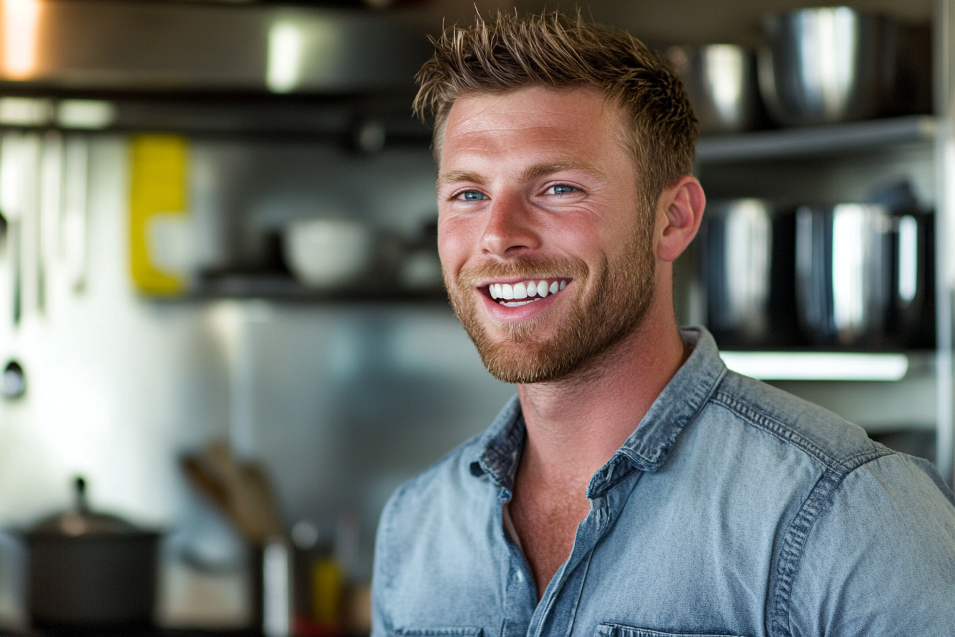 A smiling man in a kitchen | Source: Midjourney