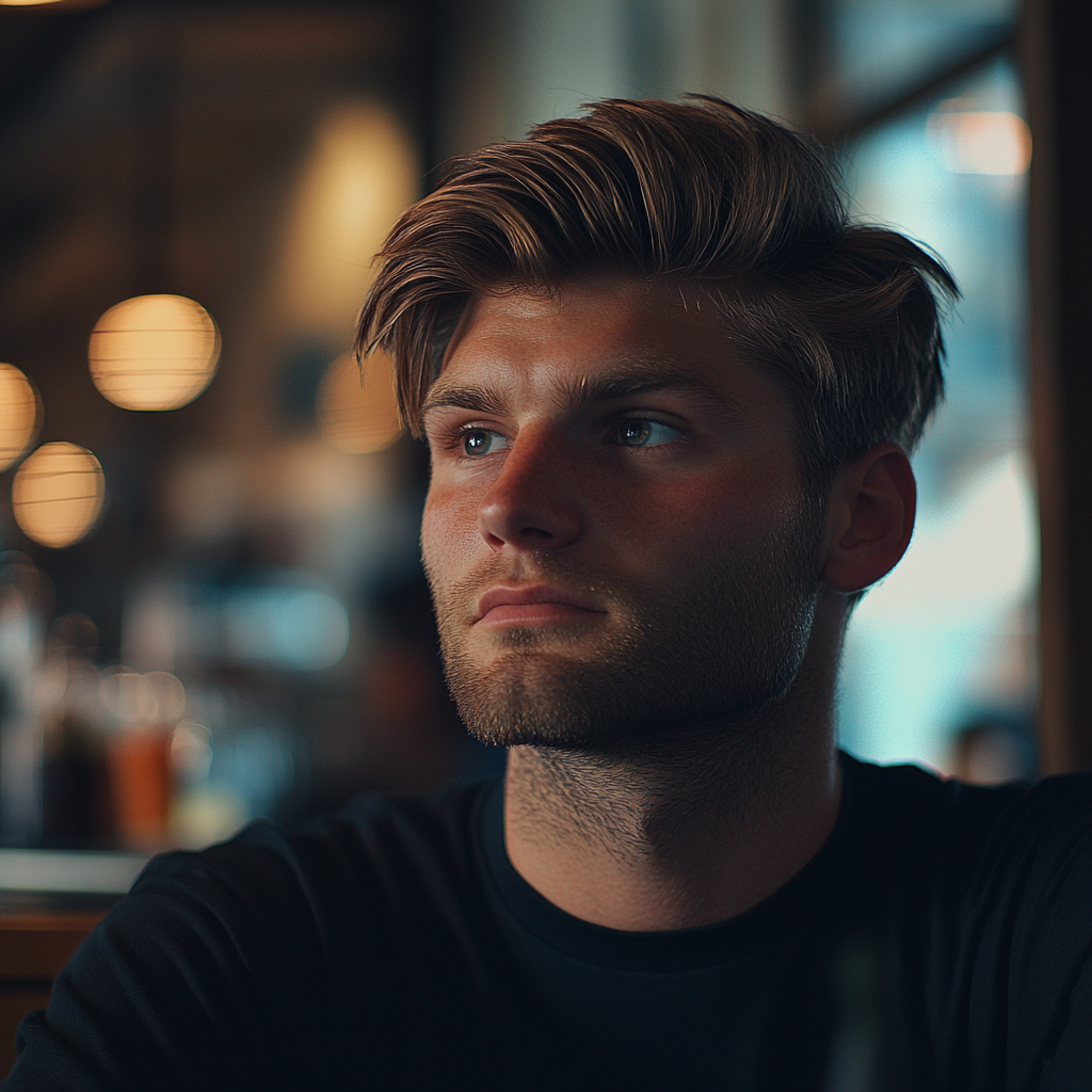 A man sitting in a coffee shop | Source: Midjourney