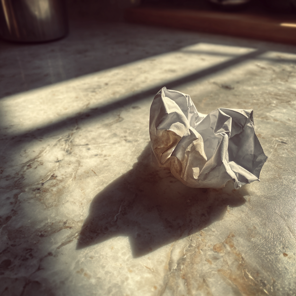 A crumpled piece of paper | Source: Midjourney